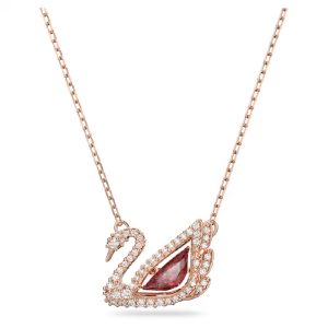 Swarovski Swan Women’s Red Crystal Pendant Rose Gold-Tone Plated 5614123