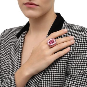 Alternative view of Swarovski Women’s Dulcis Pink Cushion Cut Cocktail Ring 5601579