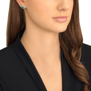 Alternative view of Swarovski Women’s Una Angelic Stud Earrings Round Cut Green Rhodium Plated 5646714