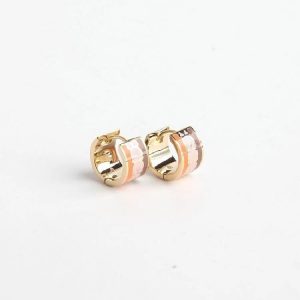 Alternative view of Coach Women’s Signature Enamel Hoop Earrings Gold/Orange Multi C9362