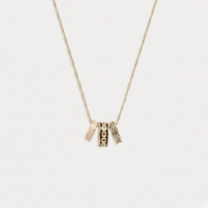 Coach Womens’s Signature Enamel Necklace Gold / Black CB448