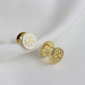 Tory Burch Women’s Crystal Reversible Double-Sided Earrings White & Gold C1988-4
