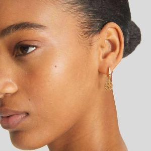 Alternative view of Tory Burch Women’s Gold Icon Huggie Hoop Earrings Style 143786