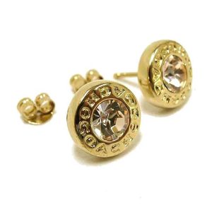 Coach Women’s Open Circle Glass Stone Plated Brass Stud Gold Earrings F54516