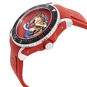Alternative view of Gucci Men’s Swiss Made Quartz Red Silicone Strap Red Dial 40mm Watch YA136315 (Shelf Leftover)
