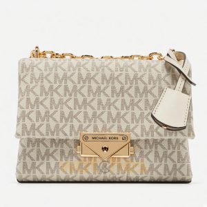 Michael Kors Cece Small Logo Shoulder Bag In Signature Coated Canvas For Women’s – Light Cream (Size: W:7.25″ H:5″ D:3.75″) 35F2G0EC5B
