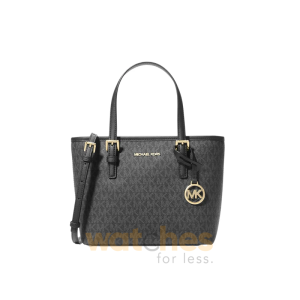 Michael Kors Jet Set Travel Extra-Small Logo Top-Zip Tote Bag In Signature Coated Canvas For Women’s – BLACK Multi (Size: W:10.75″ H:7.5″ D:4″) 35T9GTVT0B/1