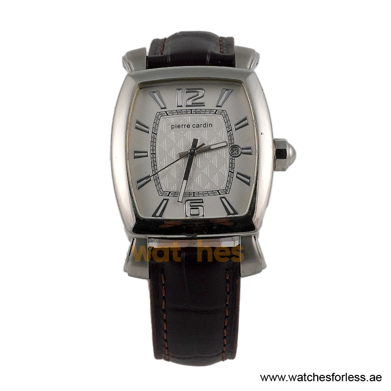 Pierre Cardin Men’s Quartz Dark Brown Leather Strap White Dial 36mm Watch PC10028/W8 (Shelf Leftover)