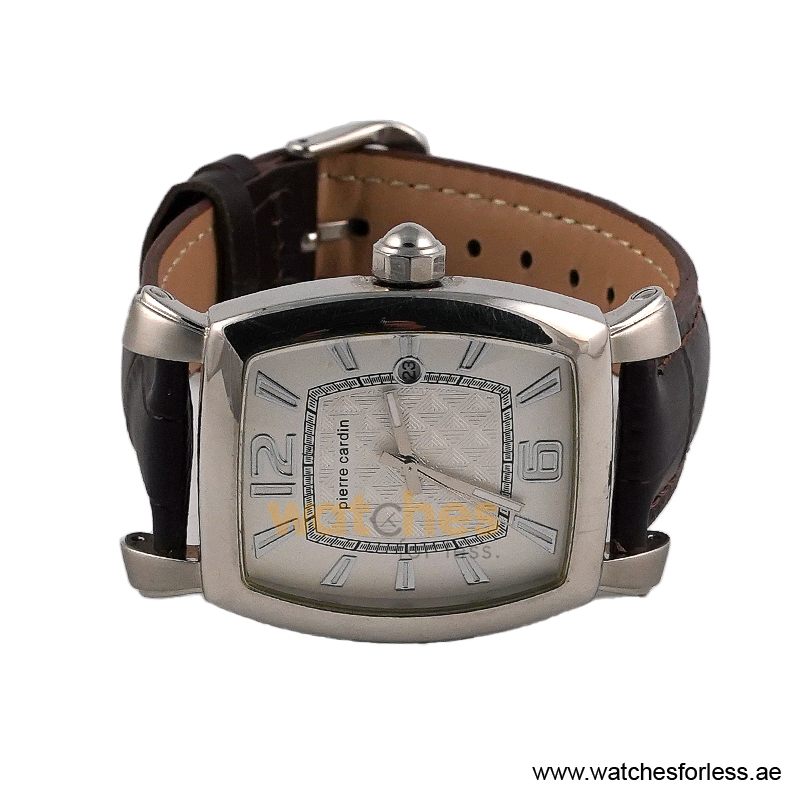 Pierre Cardin Men’s Quartz Dark Brown Leather Strap White Dial 36mm Watch PC10028/W8 (Shelf Leftover) - Image 4
