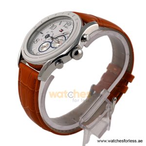 Alternative view of Tommy Hilfiger Men’s Quartz Camel Brown Leather Strap White Dial 45mm Watch 1781052/3 (Shelf Leftover)