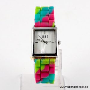 Elle Women’s Quartz Multicolor Silicone Strap Mother of Pearl Dial 26mm Watch EL20026S01C/3 (Shelf Leftover)