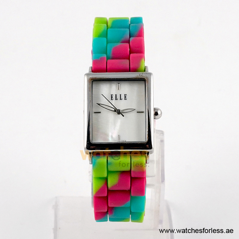 Elle Women’s Quartz Multicolor Silicone Strap Mother of Pearl Dial 26mm Watch EL20026S01C/3 (Shelf Leftover)