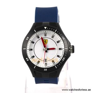 Ferrari Men’s Quartz Blue Silicone Strap White Dial 44mm Watch 830104/1 (Shelf Leftover)