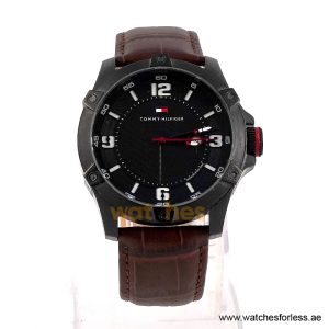 Tommy Hilfiger Men’s Quartz Brown Leather Strap Black Dial 45mm Watch 1790785/2 (Shelf Leftover)