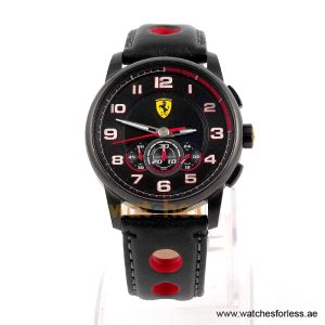 Ferrari Men’s Quartz Black Leather Strap Black Dial 44mm Watch 0830059 (Shelf Leftover)