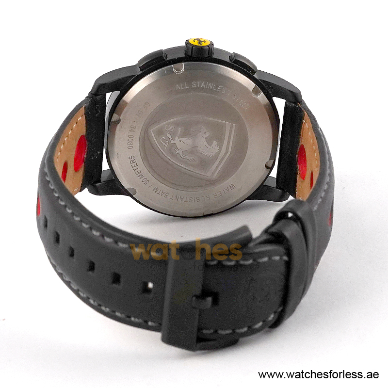 Ferrari Men’s Quartz Black Leather Strap Black Dial 44mm Watch 0830059 (Shelf Leftover) - Image 3