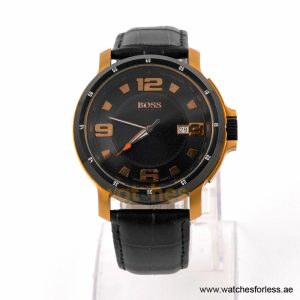 Hugo Boss Men’s Quartz Black Leather Strap Black Dial 47mm Watch 1512507/1 (Shelf Leftover)