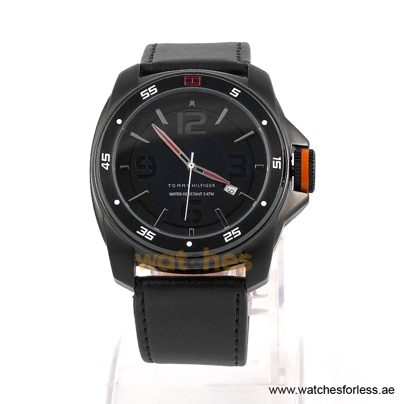 Tommy Hilfiger Men’s Quartz Black Leather Strap Black Dial 46mm Watch 1790708/1 (Shelf Leftover)
