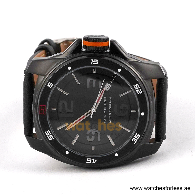 Tommy Hilfiger Men’s Quartz Black Leather Strap Black Dial 46mm Watch 1790708/1 (Shelf Leftover) - Image 4