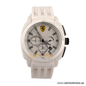Ferrari Men’s Quartz White Silicone Strap White Dial 47mm Watch 830119 (Shelf Leftover)