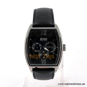 Hugo Boss Men’s Quartz Black Leather Strap Black Dial 38mm Watch 1512397/2 (Shelf Leftover)