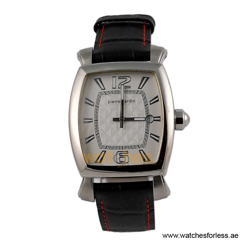 Pierre Cardin Men’s Quartz Black Leather Strap White Dial 36mm Watch PC10028/W7 (Shelf Leftover)