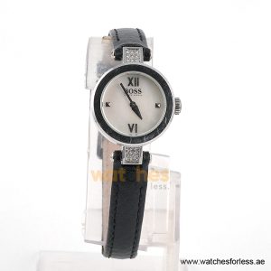 Hugo Boss Women’s Quartz Black Leather Strap Mother Of Pearl Dial 24mm Watch 1502188/1 (Shelf Leftover)