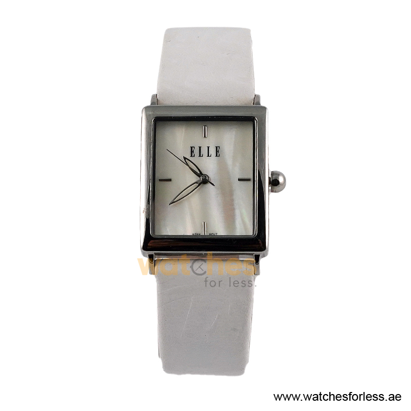 Elle Women’s Quartz White Leather Strap Mother Of Pearl Dial 26mm Watch EL20026S01C/2 (Shelf Leftover)