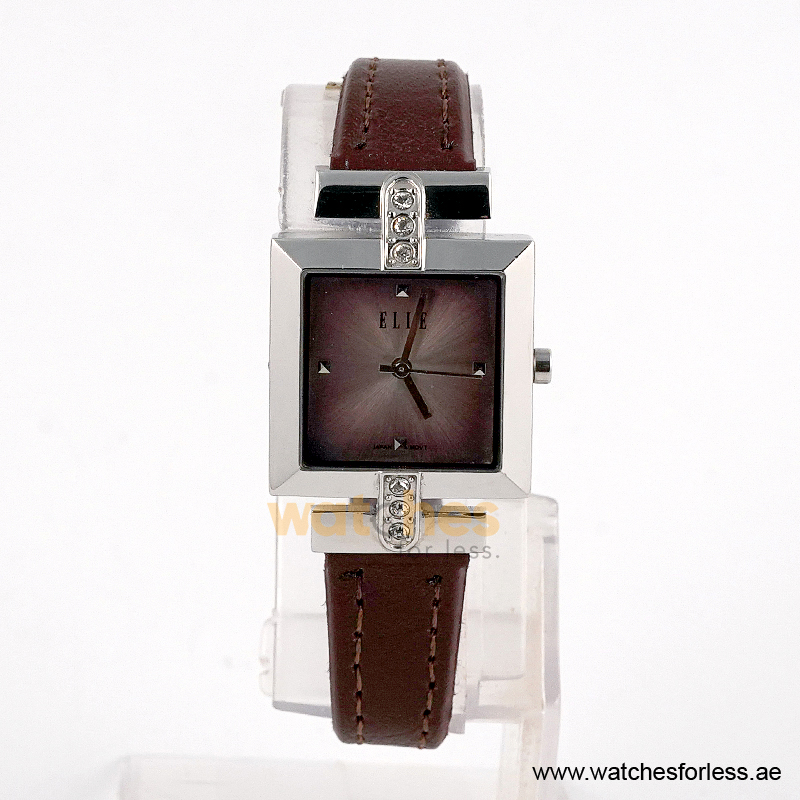 Elle Women’s Quartz Dark Brown Leather Strap Pink Dial 25mm Watch EL20028S02C/7 (Shelf Leftover)