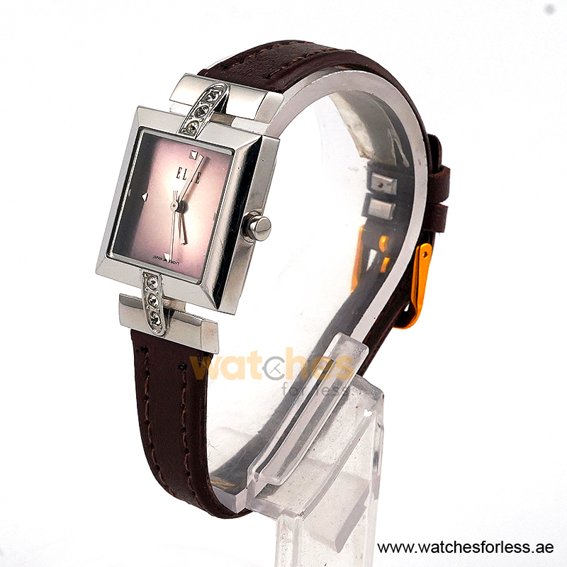 Elle Women’s Quartz Dark Brown Leather Strap Pink Dial 25mm Watch EL20028S02C/7 (Shelf Leftover) - Image 2
