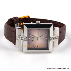 Elle Women’s Quartz Dark Brown Leather Strap Pink Dial 25mm Watch EL20028S02C/7 (Shelf Leftover) - Image 4