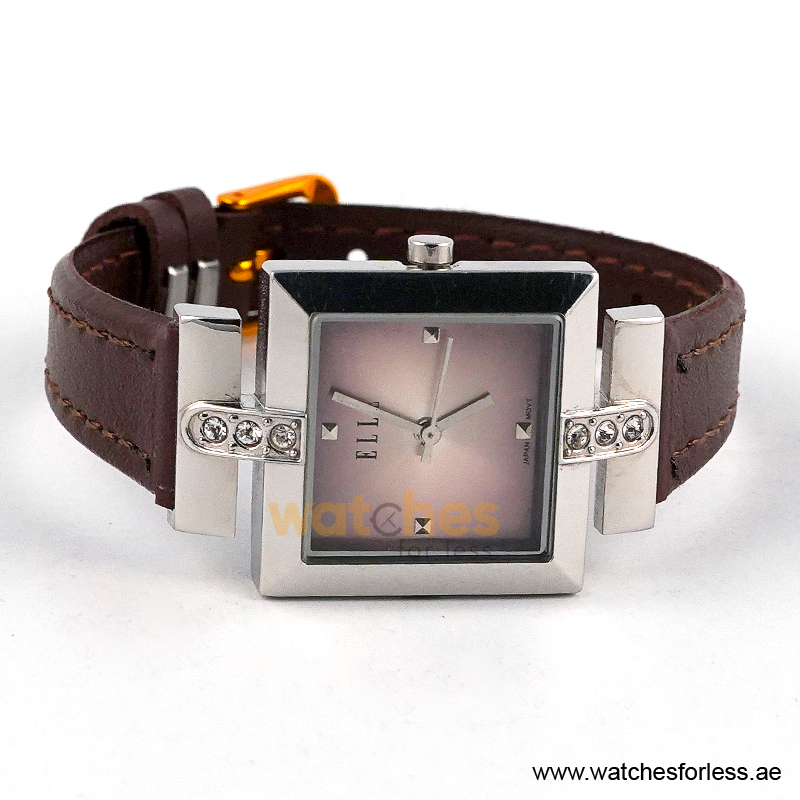 Elle Women’s Quartz Dark Brown Leather Strap Pink Dial 25mm Watch EL20028S02C/7 (Shelf Leftover) - Image 4