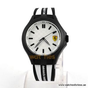Ferrari Men’s Quartz Black Silicone Strap White Dial 44mm Watch 830326 (Shelf Leftover)