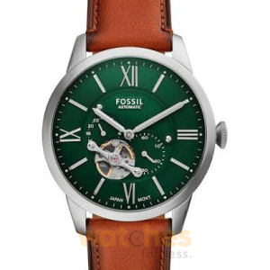 Fossil Men’s Townsman Automatic Brown Leather Strap Green Dial 44mm Watch ME3265