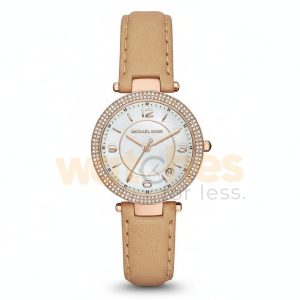 Michael Kors Women’s Quartz Beige Leather Strap Mother Of Pearl Dial 33mm Watch MK2463