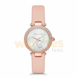 Michael Kors Women’s Quartz Pink Leather Strap Mother Of Pearl Dial 33mm Watch MK2590