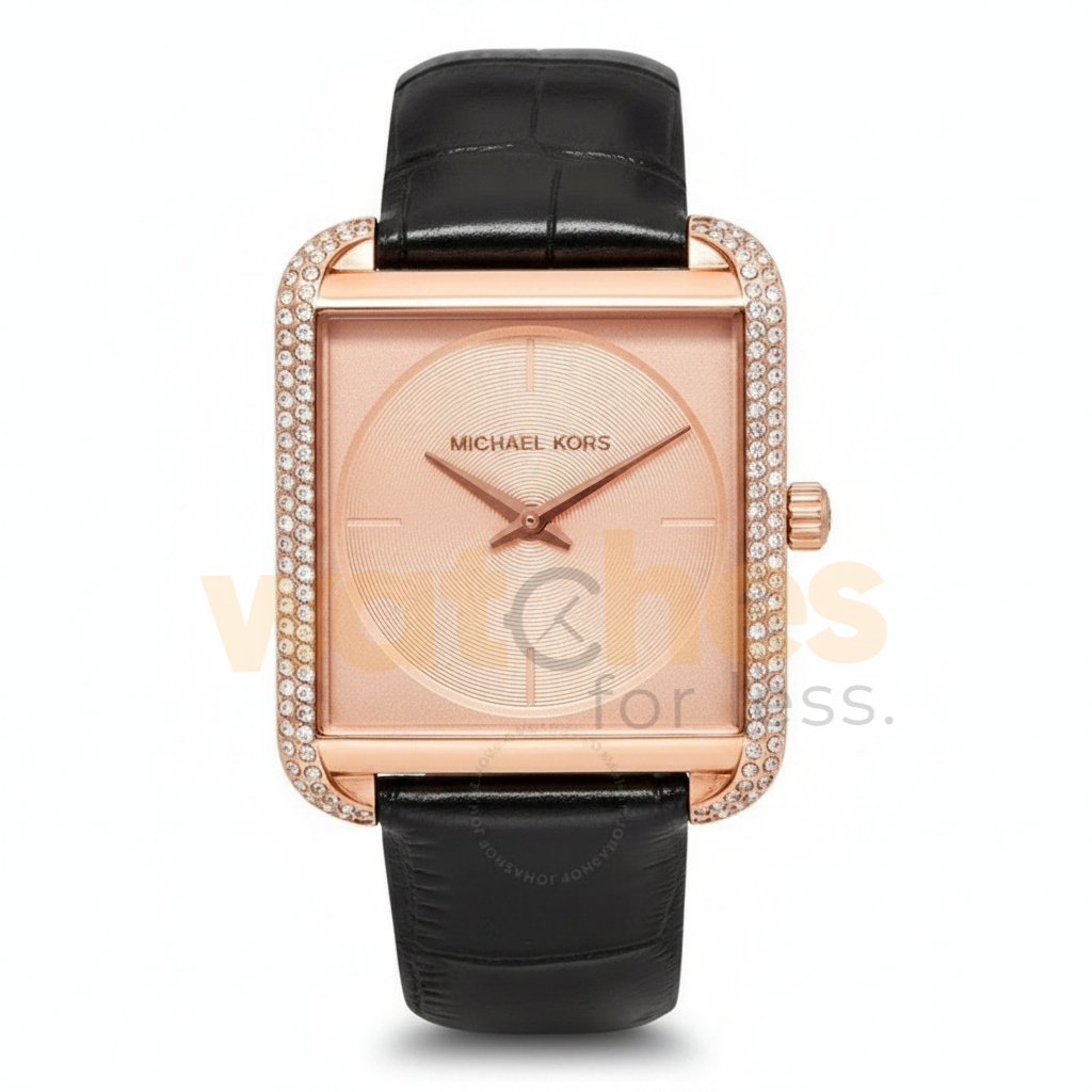 Michael Kors Women’s Quartz Black Leather Strap Rose Gold Dial 38mm Watch MK2611