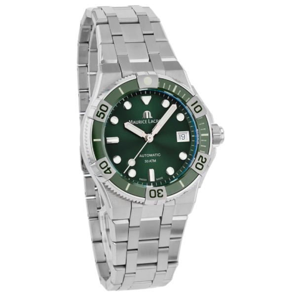 Maurice Lacroix AIKON Venturer Men’s Automatic Silver Stainless Steel Strap Green Dial 38mm Watch AI6057-SSL52-630-1 - Image 2