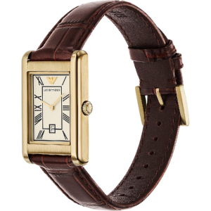 Alternative view of Emporio Armani Men’s Quartz Gold Stainless Steel Cream/White Dial 25×38mm Brown Leather Watch AR11665