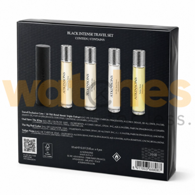 Atkinsons Black Intense Men 24 Old Bond Street +James +41 Burlington Arcade +Mint & Tonic EDP 4x10ml Travel Gift Set (WFL Ref GS1096)
