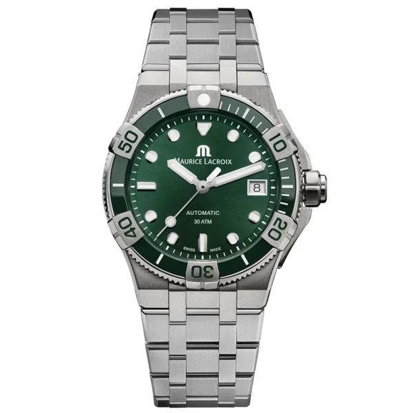Maurice Lacroix AIKON Venturer Men’s Automatic Silver Stainless Steel Strap Green Dial 38mm Watch AI6057-SSL52-630-1