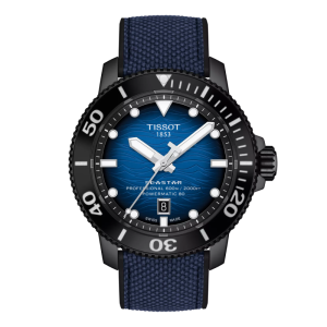 TISSOT Men’s Swiss Made Powermatic Blue Fabric Strap Blue Dial 46mm Watch T120.607.37.041.00