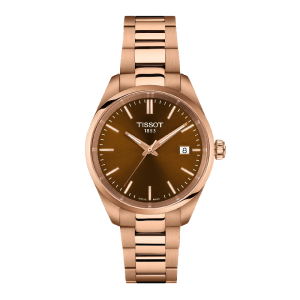 TISSOT PRX Women’s Quartz Swiss Made Rose Gold Stainless Steel White Brown Dial 34mm Watch T150.210.33.291.00