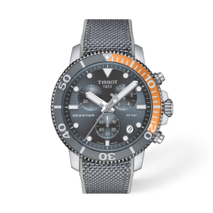 TISSOT Men’s Swiss Made Powermatic Grey Fabric Strap Grey Dial 46mm Watch T120.417.17.081.01