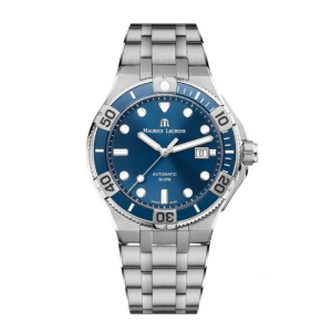 Maurice Lacroix Men’s Automatic Swiss Made Silver Stainless Steel Strap Blue Dial 43mm Watch AI6058-SS002-430-2