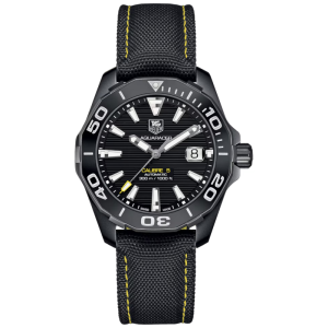 Tag Heuer Aquaracer Automatic Men’s Swiss Made Black Nylon Strap Black Dial 41mm Watch WAY218A.FC6362