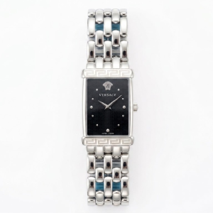 Versace Women’s Greca Blue Dial Silver Stainless Steel Tank Watch 62Q99 (Shelf Leftover)