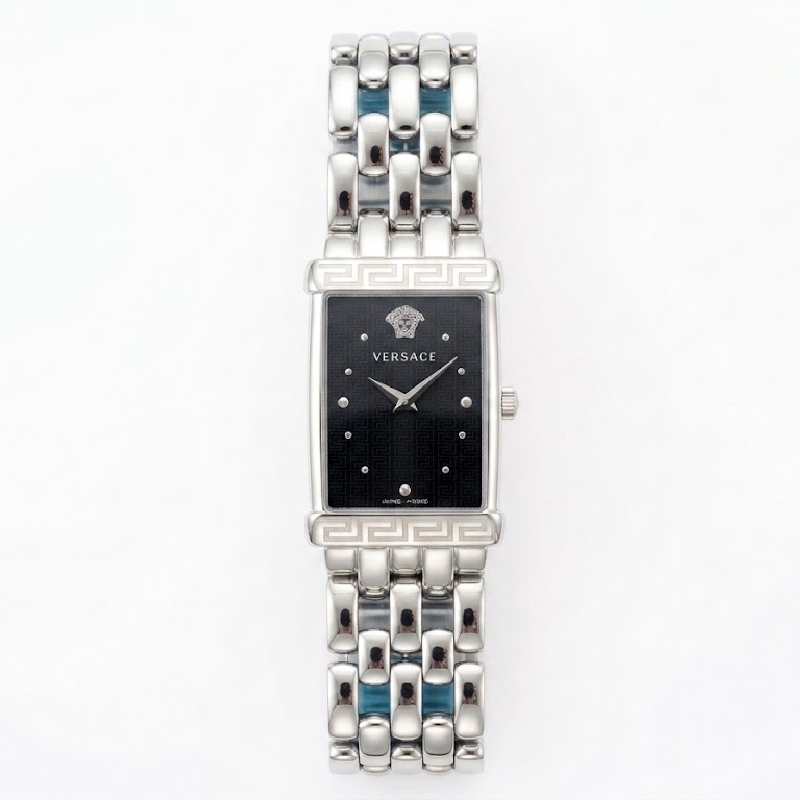 Versace Women’s Greca Blue Dial Silver Stainless Steel Tank Watch 62Q99 (Shelf Leftover)