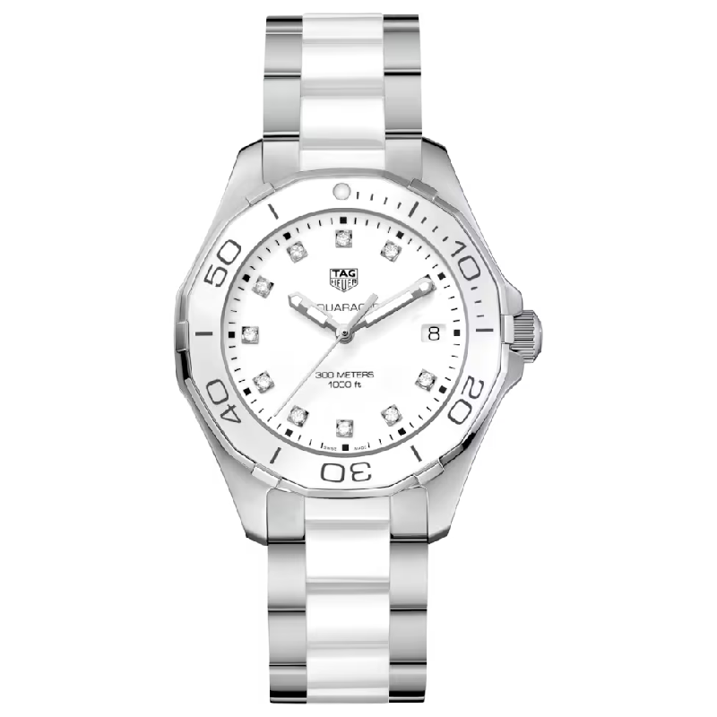 Tag Heuer Aquaracer Women’s Quartz Swiss Made Two-Tone Stainless Steel White Dial 35mm Watch WAY131D.BA0914