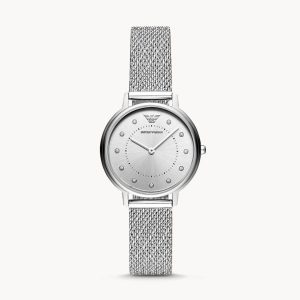 Emporio Armani Women’s Quartz Silver Stainless Steel Silver Dial 32mm Watch AR11128 (Shelf Leftover)